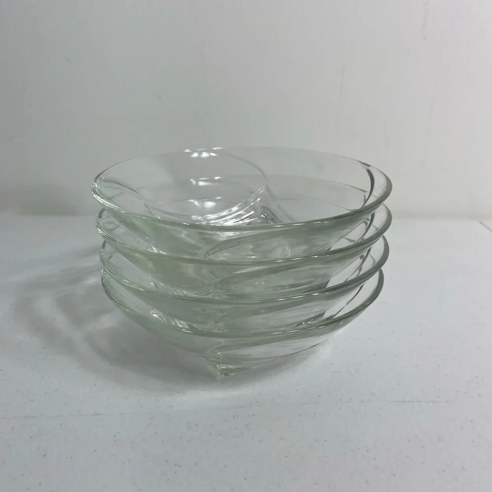 EUC‎ clear glass saucers small plates set of 4 home decor kitchen glassware lot